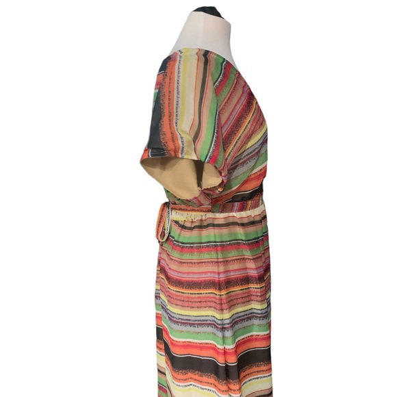 Passport Earthtone/autumnal striped maxi dress size small - Picture 6 of 7